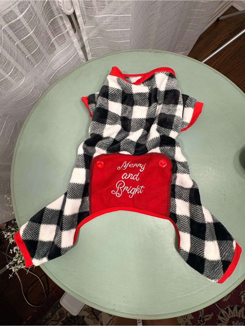 Small Dog Christmas Pajamas Buffalo Plaid Fleece Merry Bright Holiday Red XS